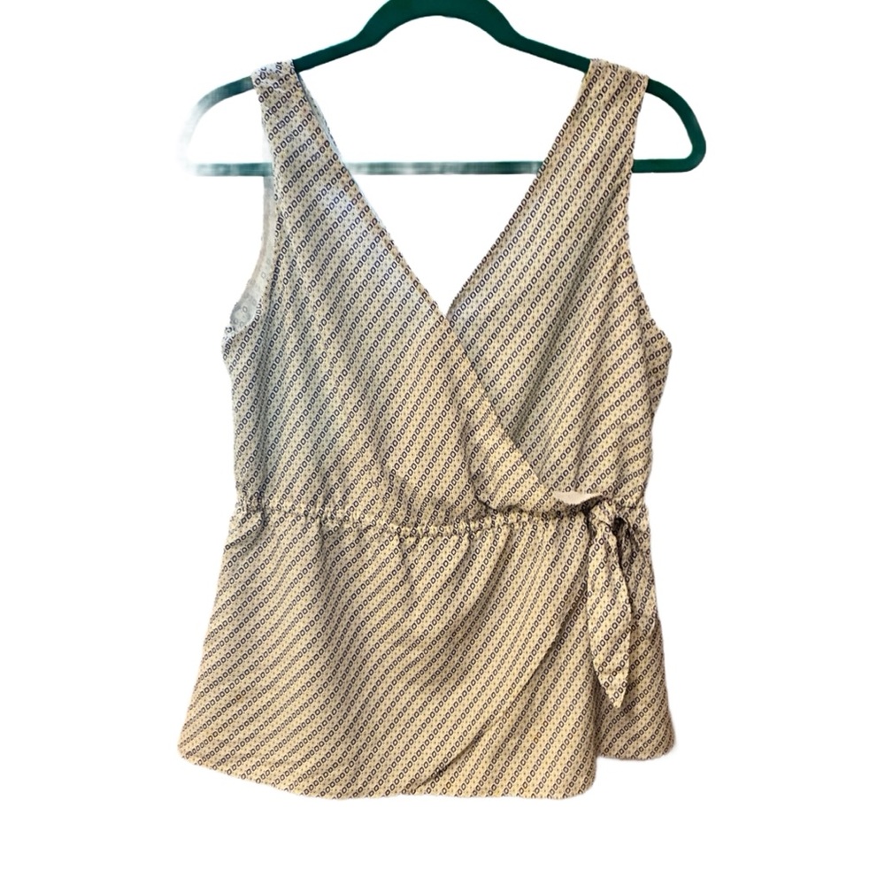 Banana Republic Cream Patterned Wrap Tank Top